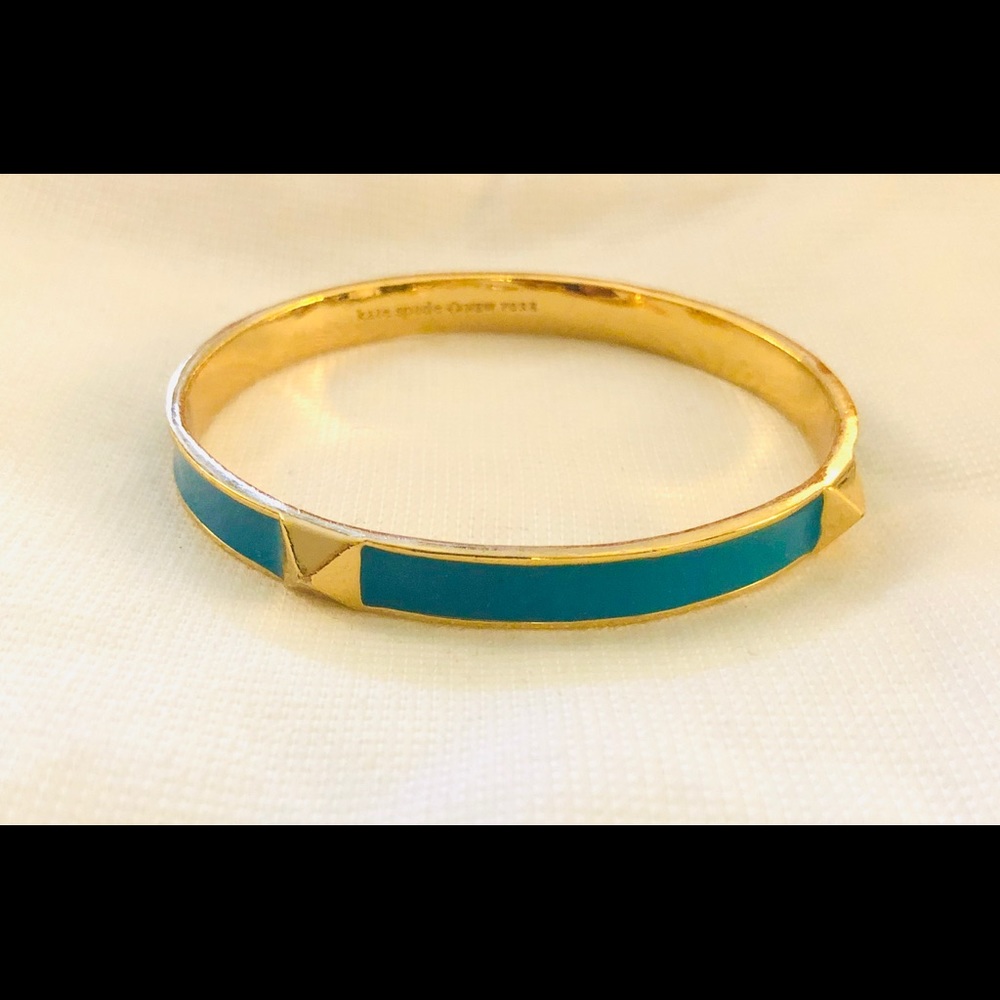 Kate Spade Turquoise and Gold Pyramid Stud Bangle.